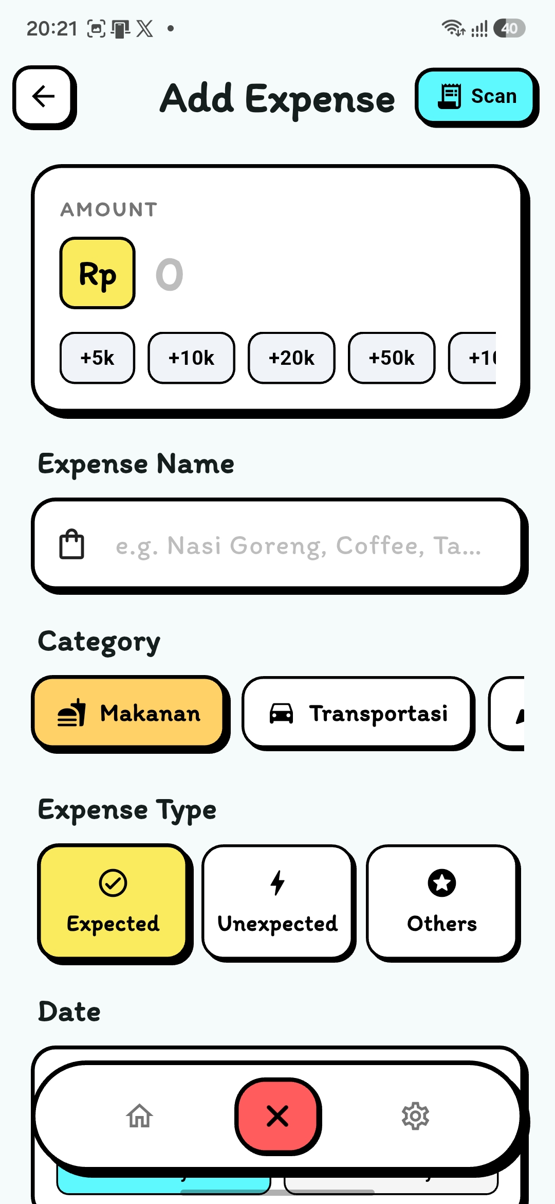 Unmurce Add Expense Screen Screenshot